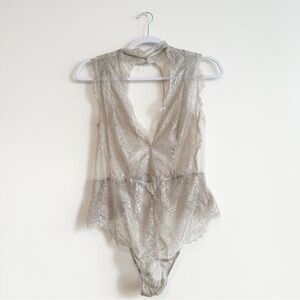 Victoria’s Secret | Silver Grey Lace Teddy Lingerie Size M